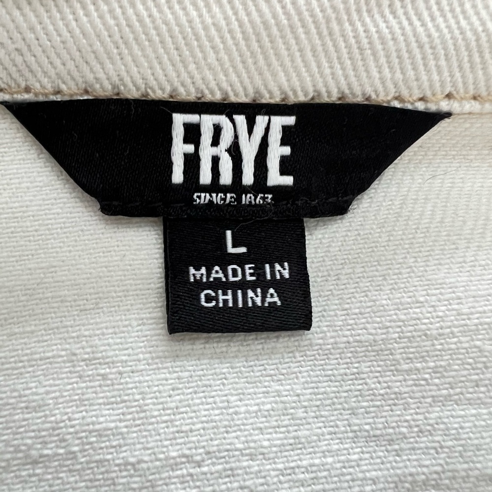 NWOT Frye Off White Button-Up Denim Dress Side Pockets Copper Button Size Large - Picture 9 of 10